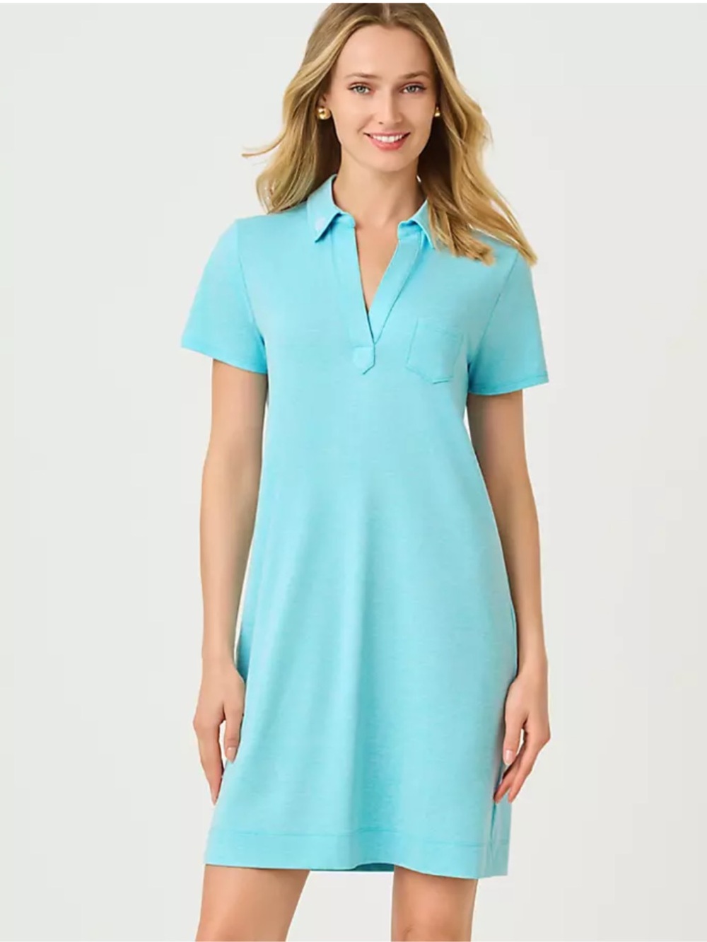 Lilly Pulitzer 🎀 Dune Capri Blue UPF 50+ Downtime Jersey Dress NWT✅ Med.